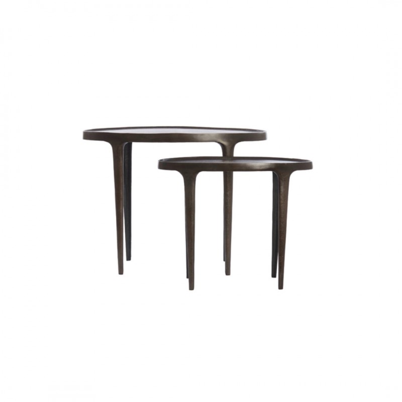 SIDE TABLE ARC OVAL SET OF 2 METAL DARK BROWN